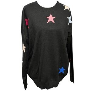 Women's FOR THE REPUBLIC Black Star Crew Neck Sweater L